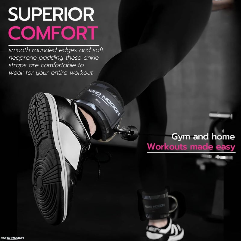 AOHO MOOON Ankle Strap for Cable Machine Attachments, Gym Accessories for Women and Men, Neoprene Ankle Cuffs for glute Kickback, Leg Workouts ande Booty Hip Abductors Exercise - Image 5